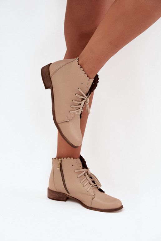 Zazoo 2964 Haut Stiefel mit breiten Absätzen Beige