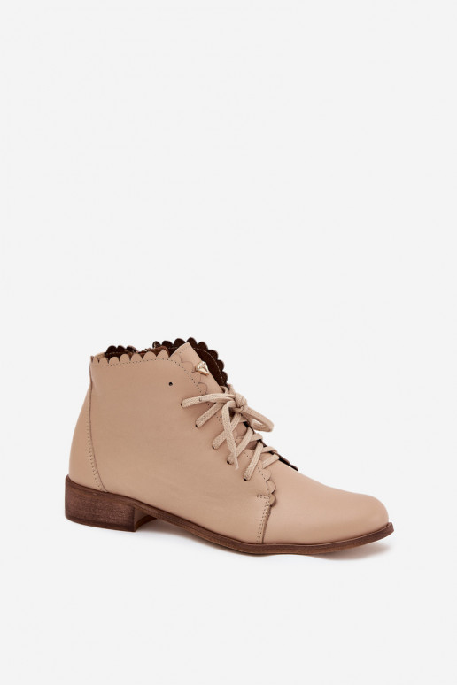 Zazoo 2964 Haut Stiefel mit breiten Absätzen Beige