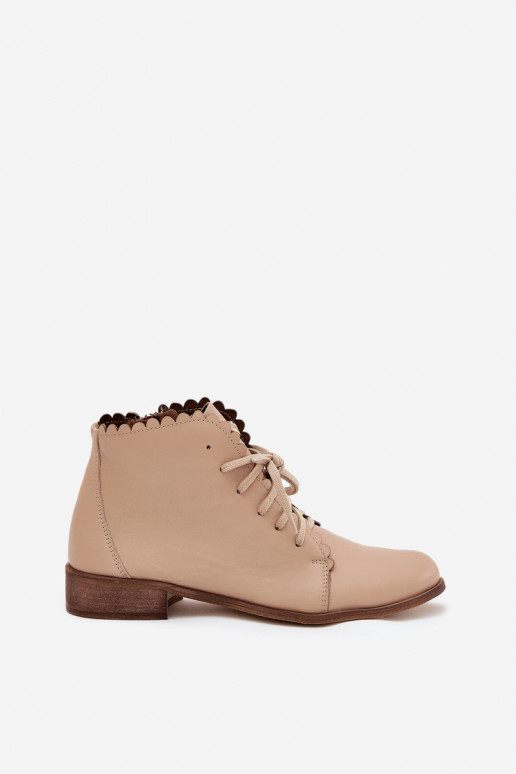 Zazoo 2964 Haut Stiefel mit breiten Absätzen Beige