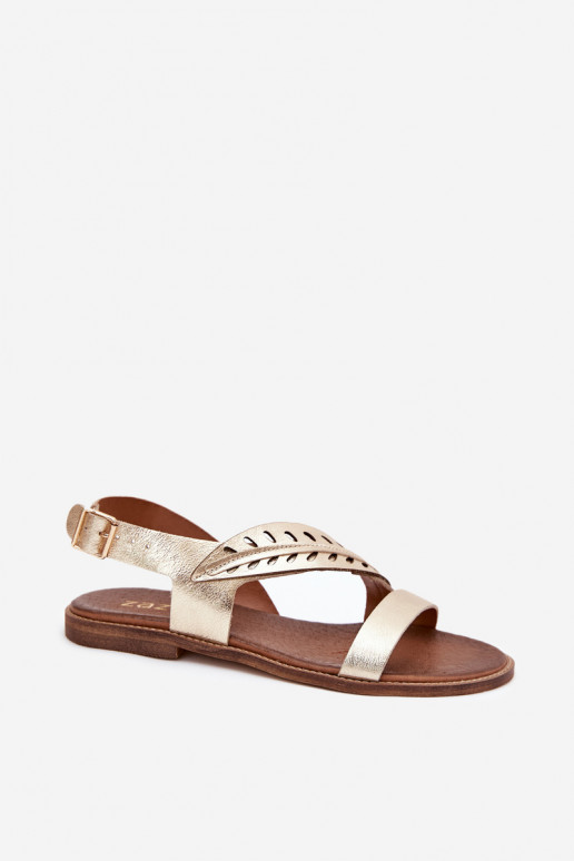 DamensandalenErmöglichtturalnej Skóry mit breiten Absätzen Zazoo 3564 goldene Farbe DamensandalenErmöglichtturalnej Skóry mit breiten Absätzen Zazoo 3564 goldene Farbe