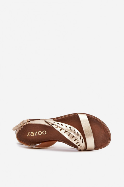 DamensandalenErmöglichtturalnej Skóry mit breiten Absätzen Zazoo 3564 goldene Farbe DamensandalenErmöglichtturalnej Skóry mit breiten Absätzen Zazoo 3564 goldene Farbe