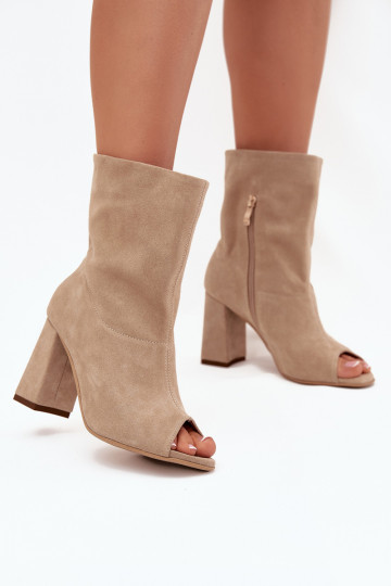 Wildleder Stiefeletten mit offenen Zehen Zazoo 3830 sandfarben 2