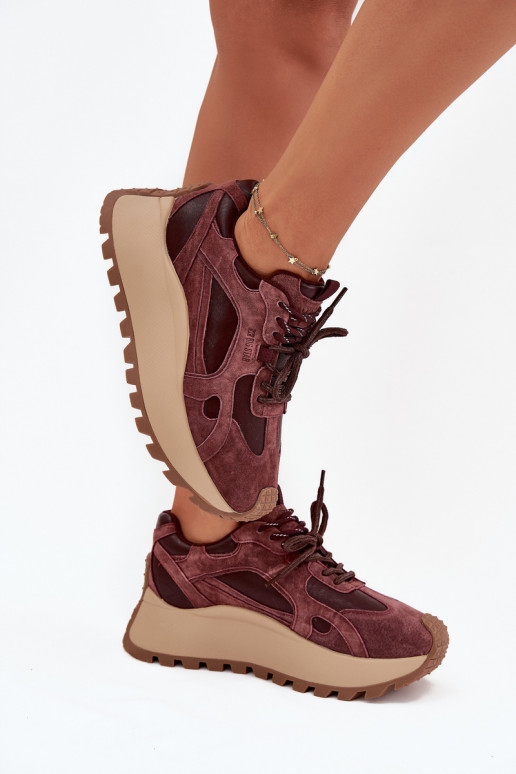 Haut Sneakers Stilvollllschuhe mit einer Plattform Feminin Big Star SS274625 HI-POLY SYSTEM Burgund Haut Sneakers Stilvollllschuhe mit einer Plattform Feminin Big Star SS274625 HI-POLY SYSTEM Burgund