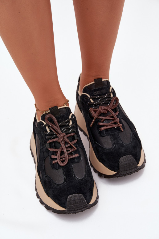 Haut Sneakers Stilvollllschuhe mit einer Plattform Feminin Big Star SS274628 HI-POLY SYSTEM schZuarze Farbe