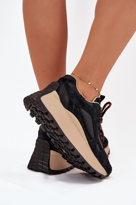 Haut Sneakers Stilvollllschuhe mit einer Plattform Feminin Big Star SS274628 HI-POLY SYSTEM schZuarze Farbe