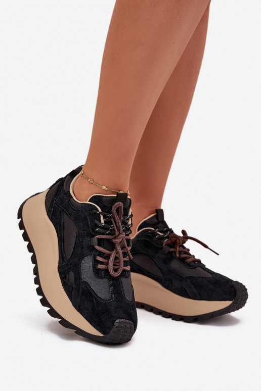 Haut Sneakers Stilvollllschuhe mit einer Plattform Feminin Big Star SS274628 HI-POLY SYSTEM schZuarze Farbe