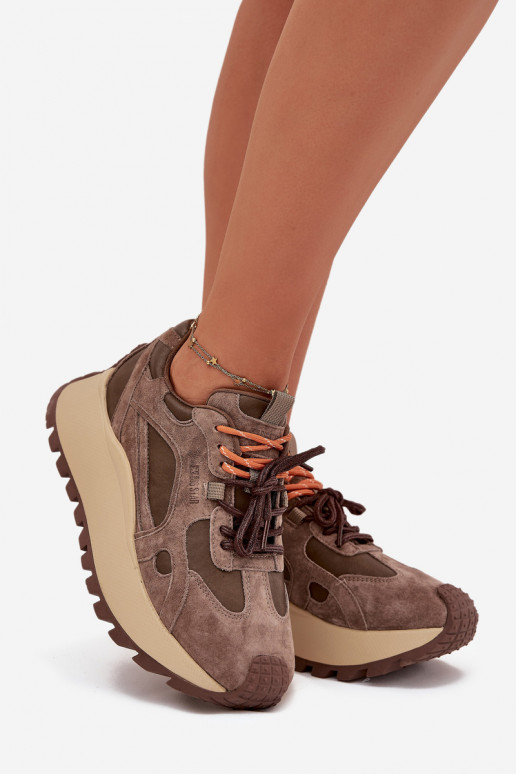 Haut Sneakers Stilvollllschuhe mit einer Plattform Feminin Big Star SS274627 HI-POLY SYSTEM Beige