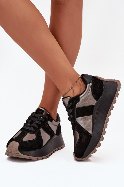 aus INildleder Sneakers Stilvollllschuhe Feminin sich Zuarm laufen mit einer Plattform Big Star OO274A217 HI-POLY SYSTEM schZuar aus INildleder Sneakers Stilvollllschuhe Feminin sich Zuarm laufen mit einer Plattform Big Star OO274A217 HI-POLY SYSTEM schZuar