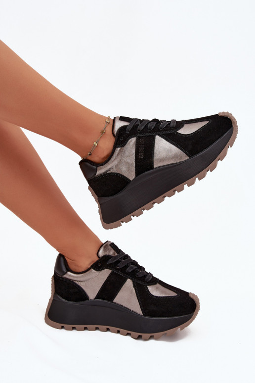 aus INildleder Sneakers Stilvollllschuhe Feminin sich Zuarm laufen mit einer Plattform Big Star OO274A217 HI-POLY SYSTEM schZuar aus INildleder Sneakers Stilvollllschuhe Feminin sich Zuarm laufen mit einer Plattform Big Star OO274A217 HI-POLY SYSTEM schZuar