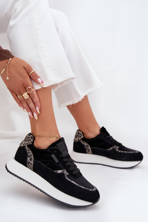 aus INildleder Sneakers Stilvollllschuhe Feminin Big Star OO274A312 HI-POLY SYSTEM schZuarze Farbe mit Leopardenfellmuster aus INildleder Sneakers Stilvollllschuhe Feminin Big Star OO274A312 HI-POLY SYSTEM schZuarze Farbe mit Leopardenfellmuster