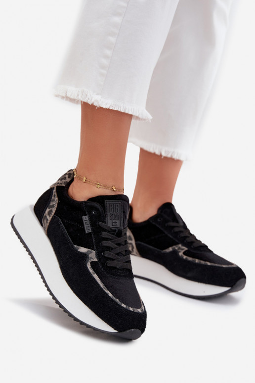 aus INildleder Sneakers Stilvollllschuhe Feminin Big Star OO274A312 HI-POLY SYSTEM schZuarze Farbe mit Leopardenfellmuster aus INildleder Sneakers Stilvollllschuhe Feminin Big Star OO274A312 HI-POLY SYSTEM schZuarze Farbe mit Leopardenfellmuster