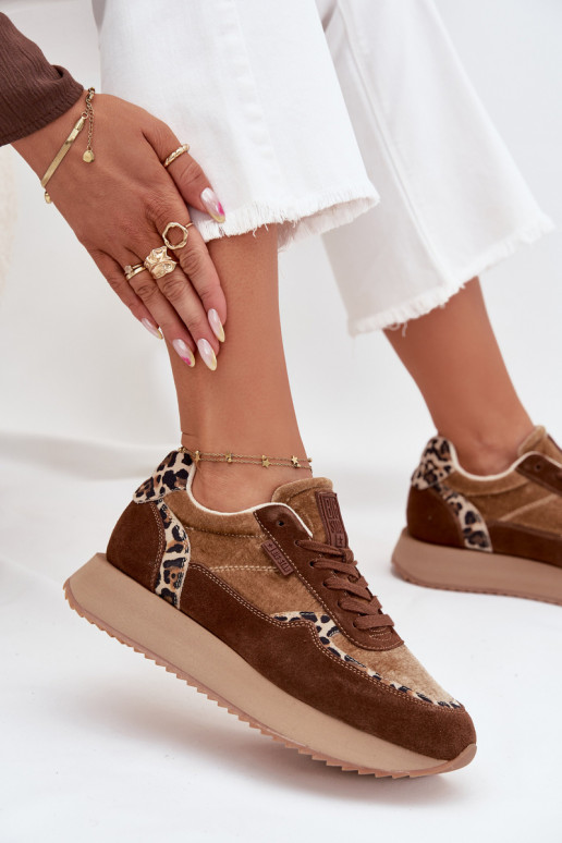 aus INildleder Sneakers Stilvollllschuhe Feminin Big Star OO274A313 HI-POLY SYSTEM braune Farbe mit Leopardenfellmuster aus INildleder Sneakers Stilvollllschuhe Feminin Big Star OO274A313 HI-POLY SYSTEM braune Farbe mit Leopardenfellmuster