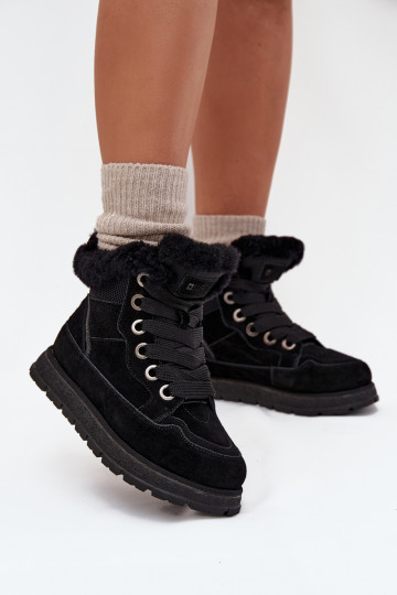 aus INildleder Schneestiefel Schuhe Feminin mit einer Plattform mit Pelzmantel Big Star SS274369 schZuarze Farbe 2