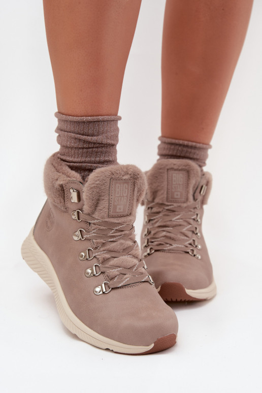 Schuhe Feminin mit Pelzmantel Big Star MM274487 graue Farbe Schuhe Feminin mit Pelzmantel Big Star MM274487 graue Farbe