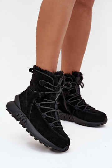 Damen Wildleder Schneestiefel mit Fell Big Star SS274319 schwarz 2
