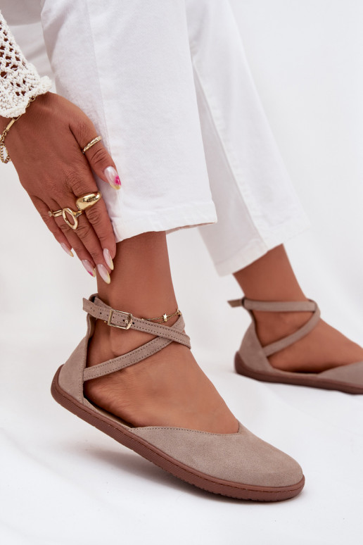 Ballerinas aus INildleder Feminin Barefoot mit Streifen Zazoo 191 graue Farbe Ballerinas aus INildleder Feminin Barefoot mit Streifen Zazoo 191 graue Farbe