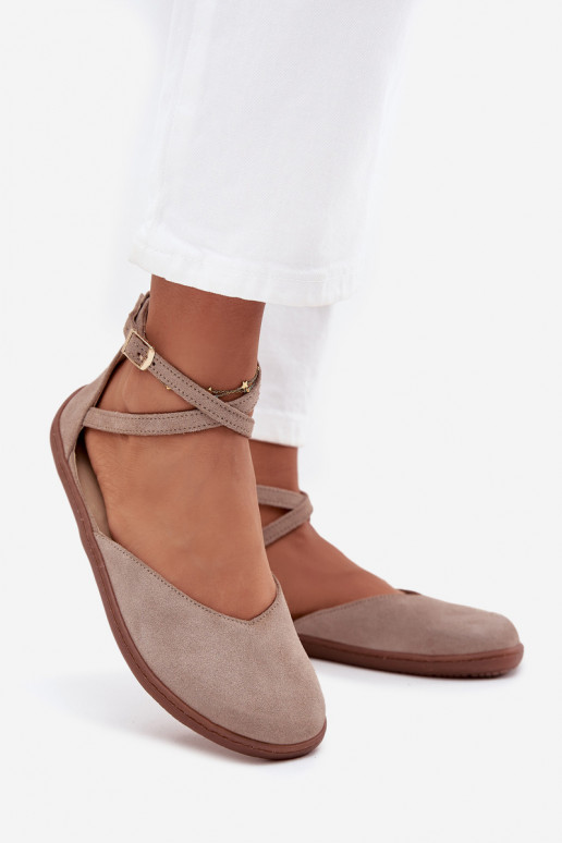 Ballerinas aus INildleder Feminin Barefoot mit Streifen Zazoo 191 graue Farbe Ballerinas aus INildleder Feminin Barefoot mit Streifen Zazoo 191 graue Farbe