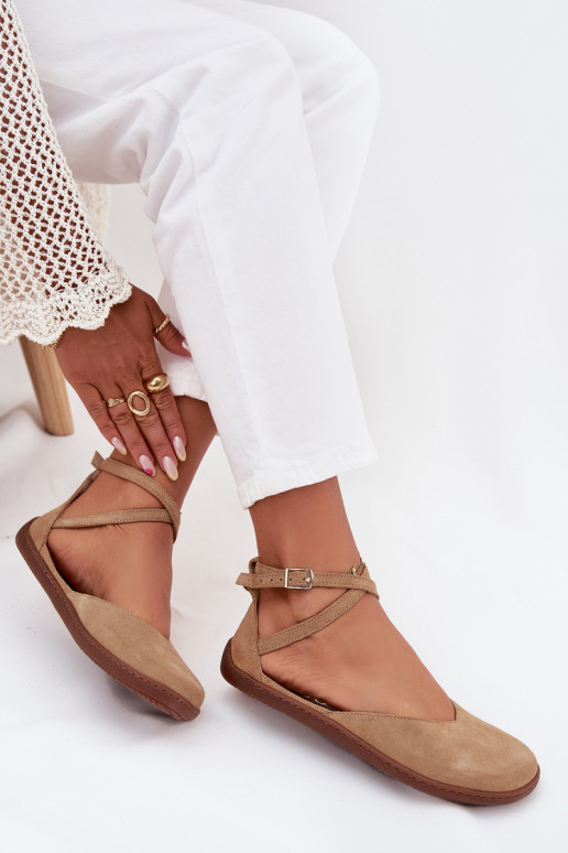 Ballerinas aus INildleder Feminin Barefoot mit Streifen Zazoo 191 Beige Ballerinas aus INildleder Feminin Barefoot mit Streifen Zazoo 191 Beige