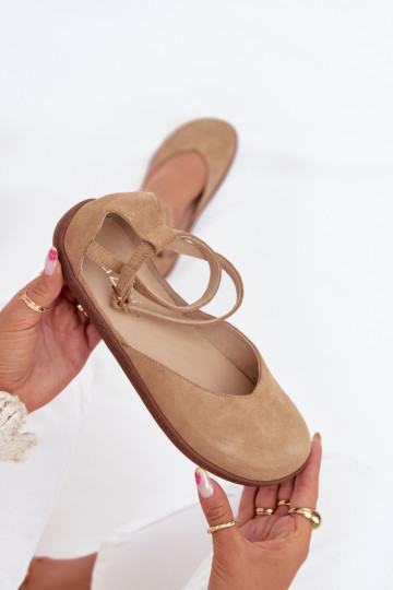 Ballerinas aus INildleder Feminin Barefoot mit Streifen Zazoo 191 Beige 2