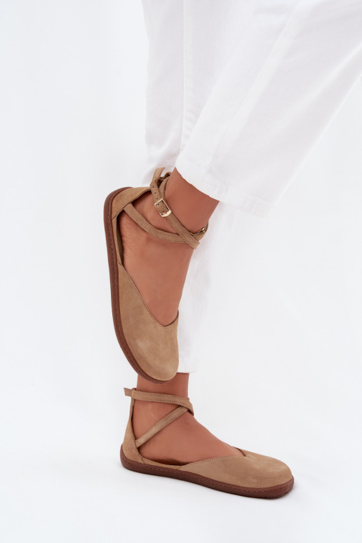 Ballerinas aus INildleder Feminin Barefoot mit Streifen Zazoo 191 Beige Ballerinas aus INildleder Feminin Barefoot mit Streifen Zazoo 191 Beige