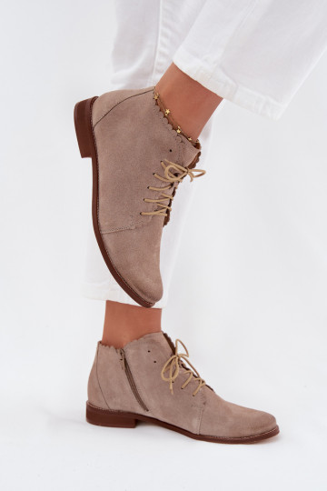 Wildleder Schuhe mit breiten Absätzen Zazoo 4078 cappuccino