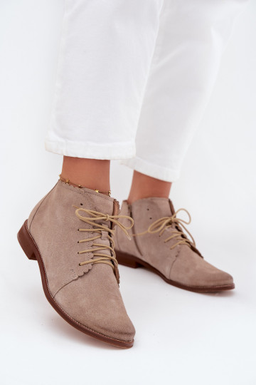 Wildleder Schuhe mit breiten Absätzen Zazoo 4078 cappuccino 2