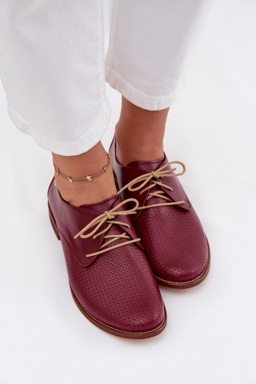 Haut Schuhe Feminin Eleganter Stil mit Schnürsenkeln Zazoo 4238 Burgund Haut Schuhe Feminin Eleganter Stil mit Schnürsenkeln Zazoo 4238 Burgund