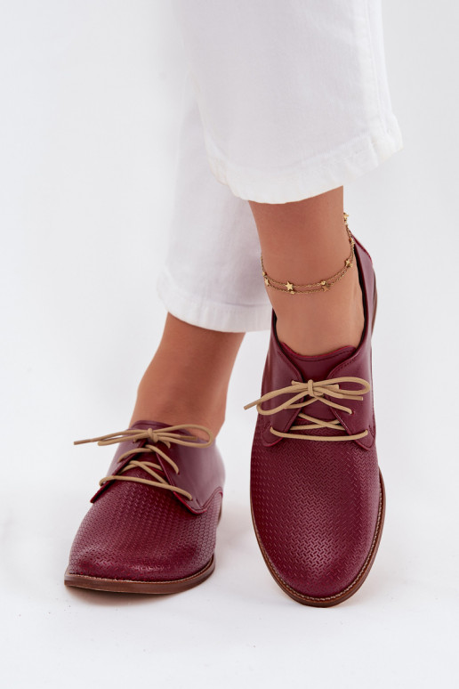 Haut Schuhe Feminin Eleganter Stil mit Schnürsenkeln Zazoo 4238 Burgund Haut Schuhe Feminin Eleganter Stil mit Schnürsenkeln Zazoo 4238 Burgund