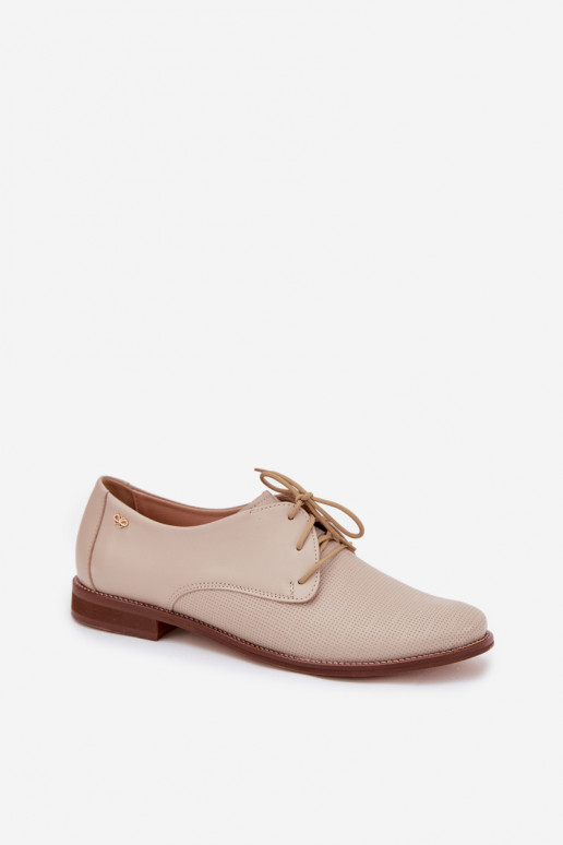 Haut Schuhe Feminin Eleganter Stil mit Schnürsenkeln Zazoo 4238 Beige