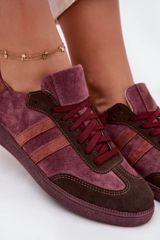 Zazoo N1068 aus INildleder Niedrig Sneakers Stilvollllschuhe Feminin Burgund