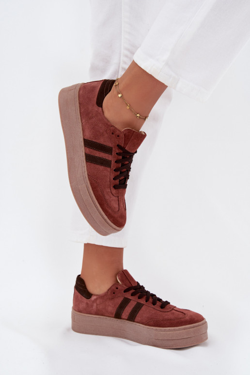 Zazoo N1068S2 Stilvollllschuhe aus INildleder-Sneakers mit einer Plattform braune Farbe Zazoo N1068S2 Stilvollllschuhe aus INildleder-Sneakers mit einer Plattform braune Farbe