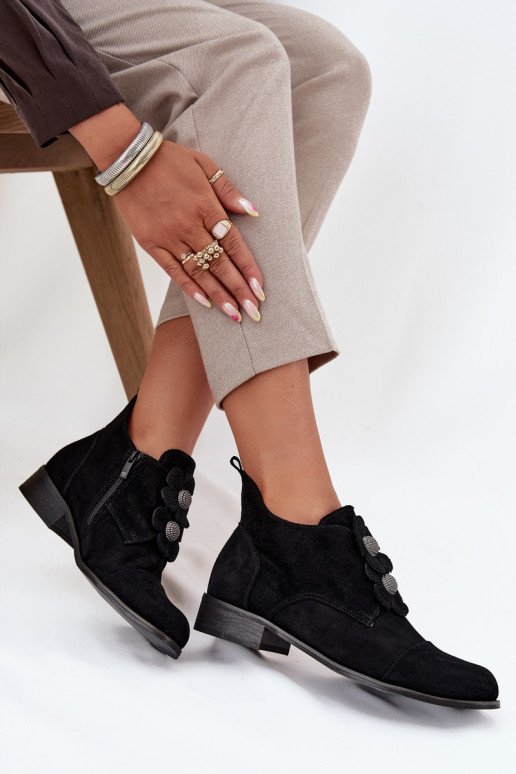 aus INildleder Schuhe Feminin Mit Dekorationeni mit floralen Motivenkami Zazoo 3080 schZuarze Farbe aus INildleder Schuhe Feminin Mit Dekorationeni mit floralen Motivenkami Zazoo 3080 schZuarze Farbe