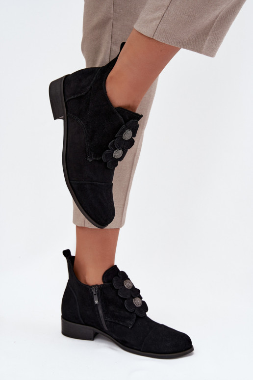 aus INildleder Schuhe Feminin Mit Dekorationeni mit floralen Motivenkami Zazoo 3080 schZuarze Farbe aus INildleder Schuhe Feminin Mit Dekorationeni mit floralen Motivenkami Zazoo 3080 schZuarze Farbe