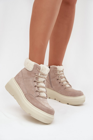 Vinceza 95354 sandfarbene Wildlederschneestiefel für Damen mit Wärmedämmung und Plattform 2