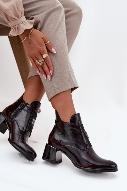 Haut mit Lackeffekt Stiefel Klocke Mit Dekorationen Detalem sich Zuarm laufen Zazoo 60560 Burgund