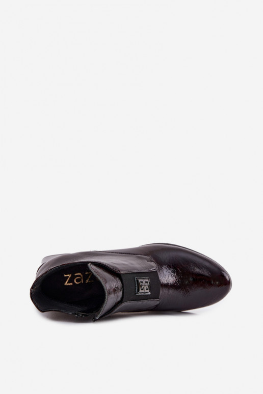 Haut mit Lackeffekt Stiefel Klocke Mit Dekorationen Detalem sich Zuarm laufen Zazoo 60560 Burgund