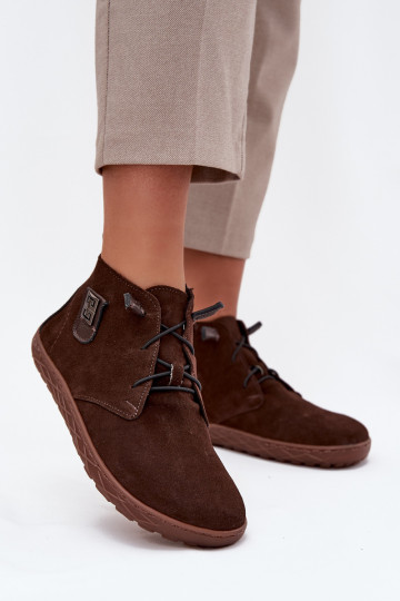 Wildlederschuhe Barefoot für Damen mit schönen Details, Zazoo 30072, schokoladenfarben 2