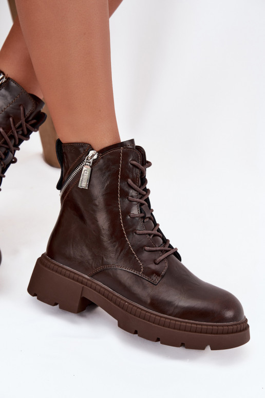 Haut Arbeitsstiefeletten Feminin sich Zuarm laufen Big Star SS274453 braune Farbe