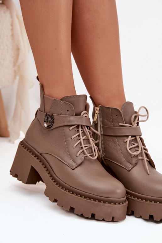 Haut Damenstiefel Klocke mit verzierten Absätzen sich Zuarm laufen Zazoo 60557 Beige