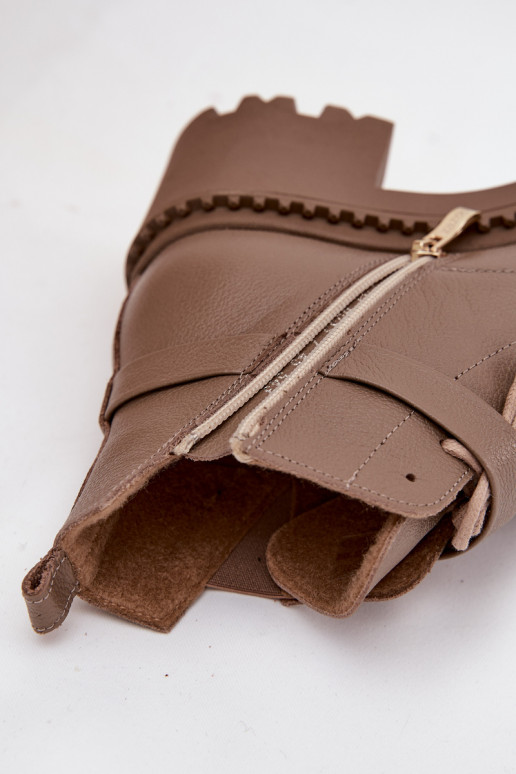 Haut Damenstiefel Klocke mit verzierten Absätzen sich Zuarm laufen Zazoo 60557 Beige