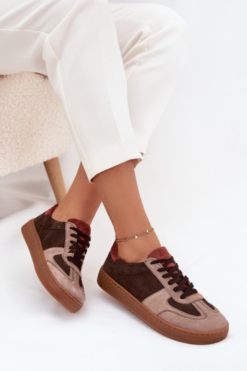 Haut aus INildleder Sneakers Stilvollllschuhe Barefoot Feminin Zazoo N1277 braune Farbe