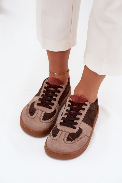 Haut aus INildleder Sneakers Stilvollllschuhe Barefoot Feminin Zazoo N1277 braune Farbe