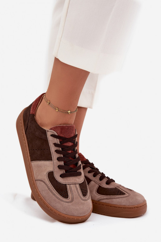 Haut aus INildleder Sneakers Stilvollllschuhe Barefoot Feminin Zazoo N1277 braune Farbe