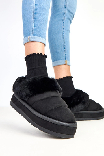 Schwarze kurze Schneestiefel, gefüttert mit Fell, Almeida 2
