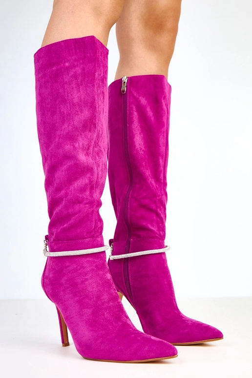 Lila Wildleder Overknee-Stiefel mit... Lila Wildleder Overknee-Stiefel mit...