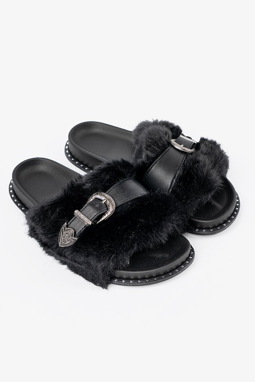 Hausschuhe z ekofutra z dekoracyjną klamrą