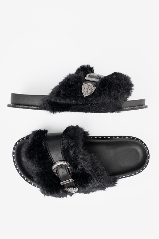 Hausschuhe z ekofutra z dekoracyjną klamrą