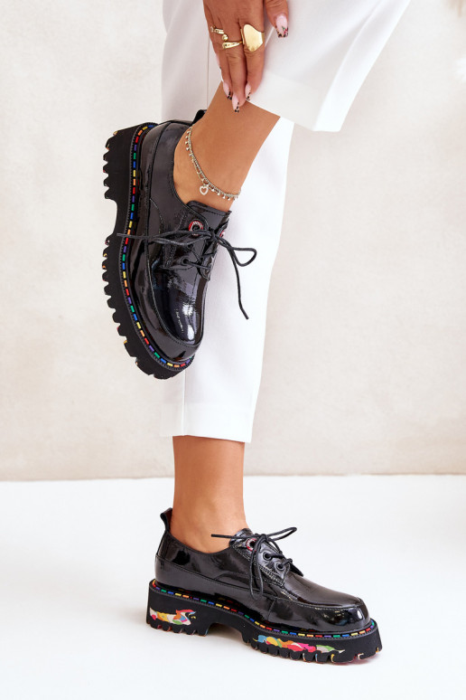 mit Lackeffekt Schuhe Feminin mit Schnürsenkeln Artiker 55C0497 schZuarze Farbe mit Lackeffekt Schuhe Feminin mit Schnürsenkeln Artiker 55C0497 schZuarze Farbe