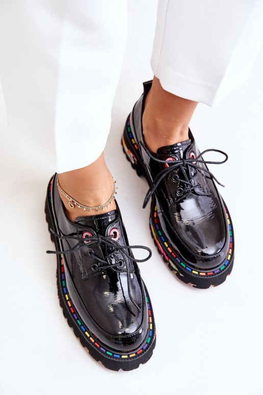 mit Lackeffekt Schuhe Feminin mit Schnürsenkeln Artiker 55C0497 schZuarze Farbe mit Lackeffekt Schuhe Feminin mit Schnürsenkeln Artiker 55C0497 schZuarze Farbe