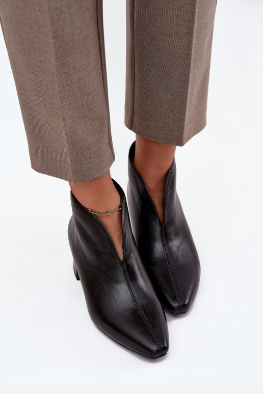 Schwarze Damen-Ankle Boots aus ökologischer Leder Rylina